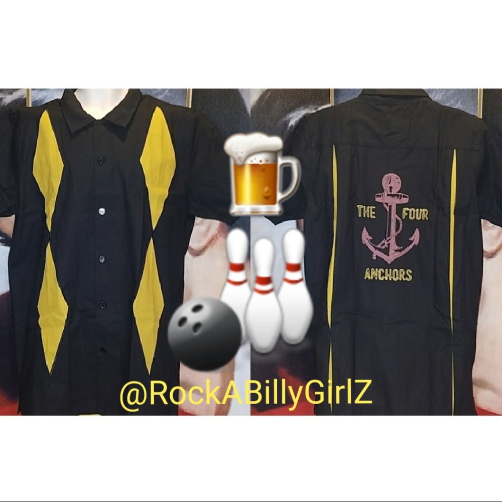 Tatyana Archie Vintage Bowling Shirt Mustard Panels Embroidery The Four Anchors